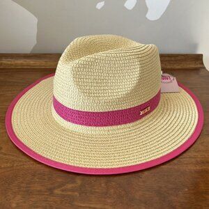 NWT Juicy by Juicy Couture Straw Sun Hat Natural Pink Travel Vacation Resort
